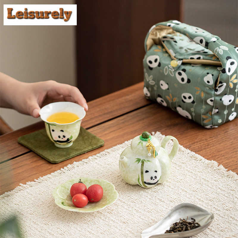 Hand-painted Panda Travel Tea  - Korean Tea Set recension och pris