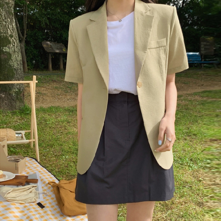 Women's Short Sleeve Suit Jack - Korean Lifestyle & Kids Boutique Photos recension och pris